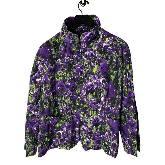 Escada Bigna full zip jacket floral purple women's size 44 NEW NWT - Picture 1 of 9